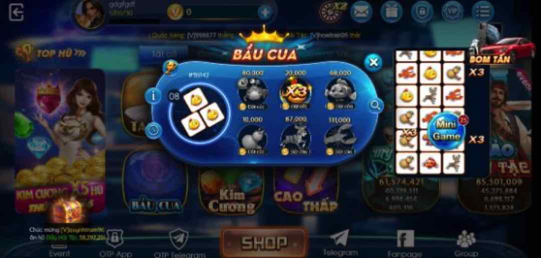 Chọn ngay những linh vật ưa thích để đặt cược trong game bầu cua